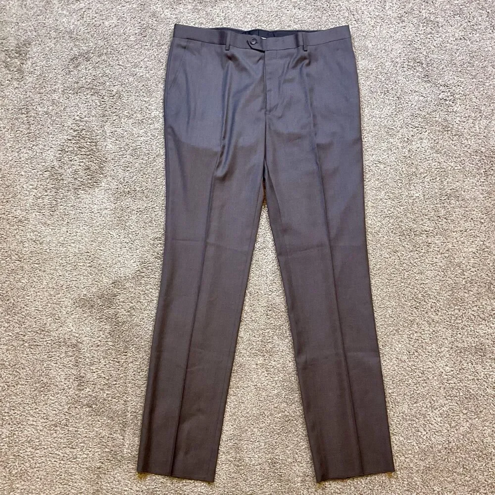 Bertolini 2pc‎ Suit Jacket Size 38R Pants 46/40 Sport Coat Blazer Wool Silk Gray